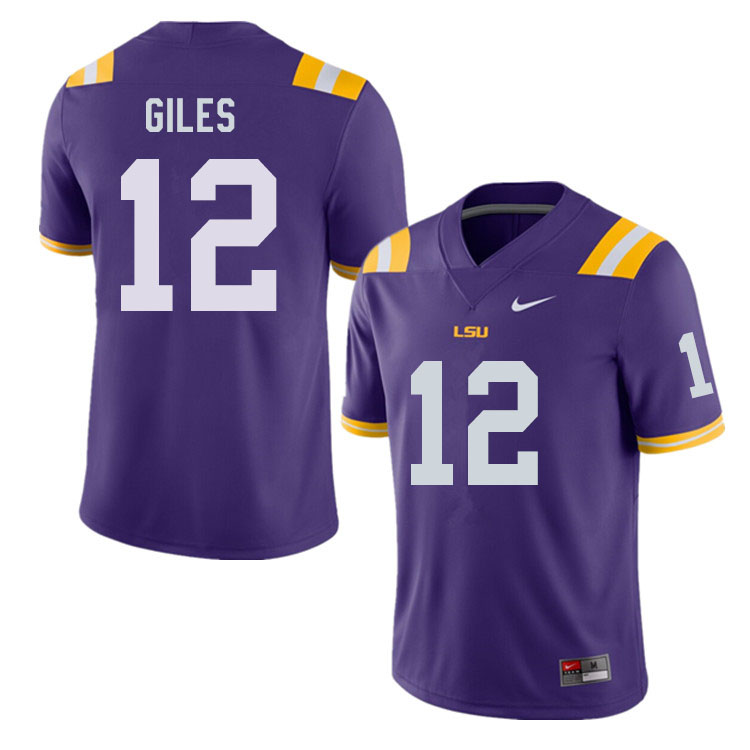 Men #12 Jonathan Giles LSU Tigers College Football Jerseys Sale-Purple - Click Image to Close